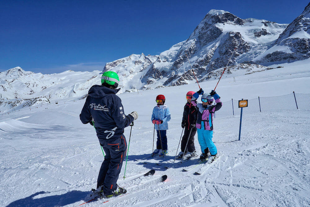 kids ski lessons with professional instructor, Zermatt
