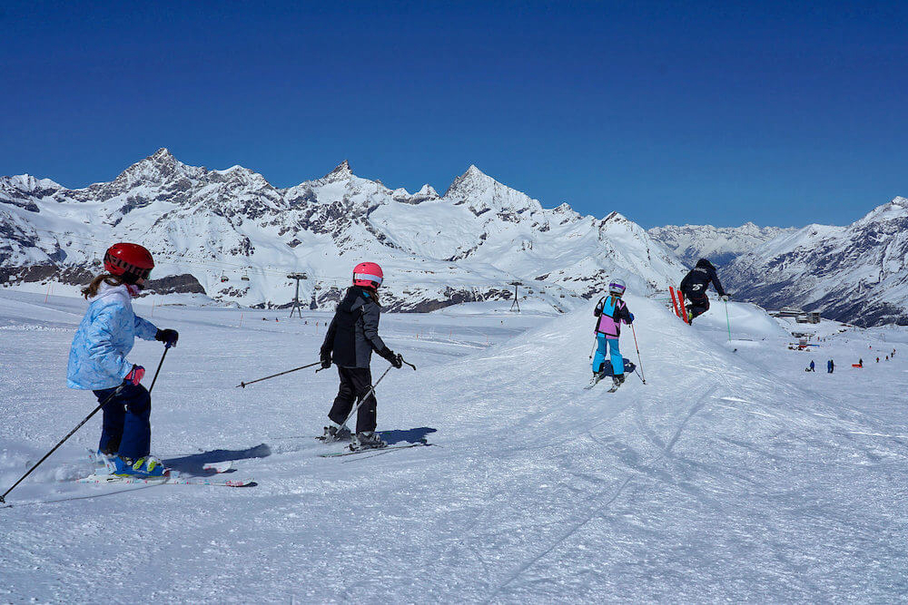 kids group ski lessons with professional instructor, Zermatt