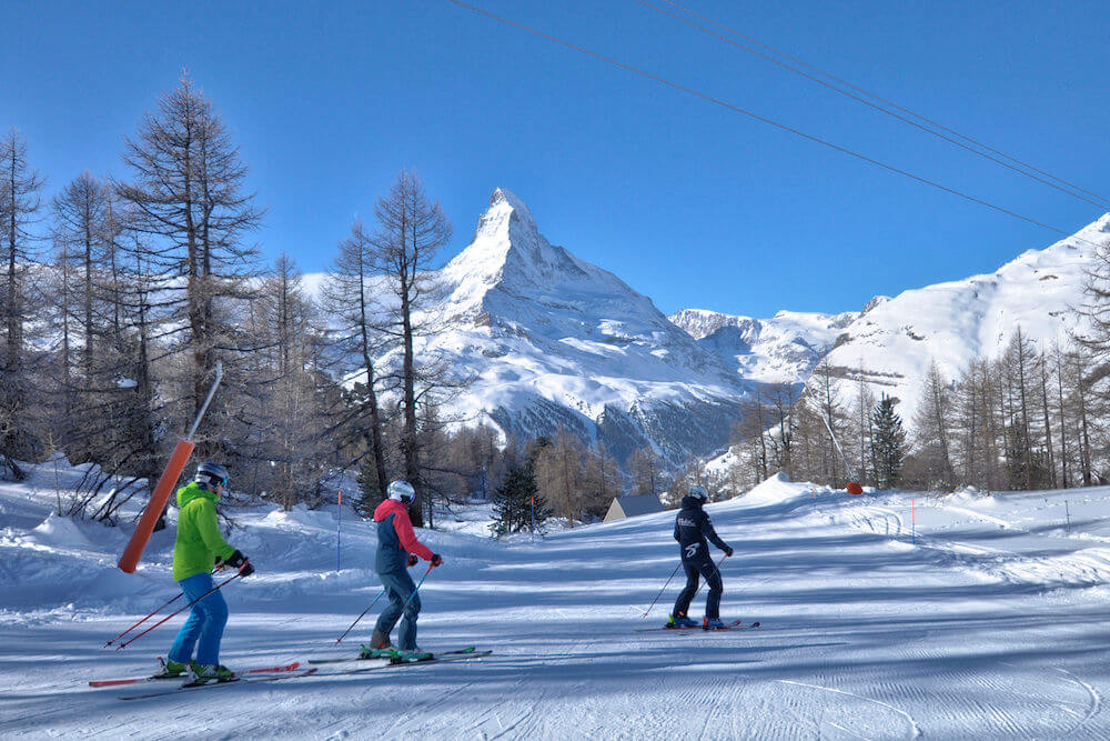 lessons to skiing on blue pistes, Stoked, Zermatt