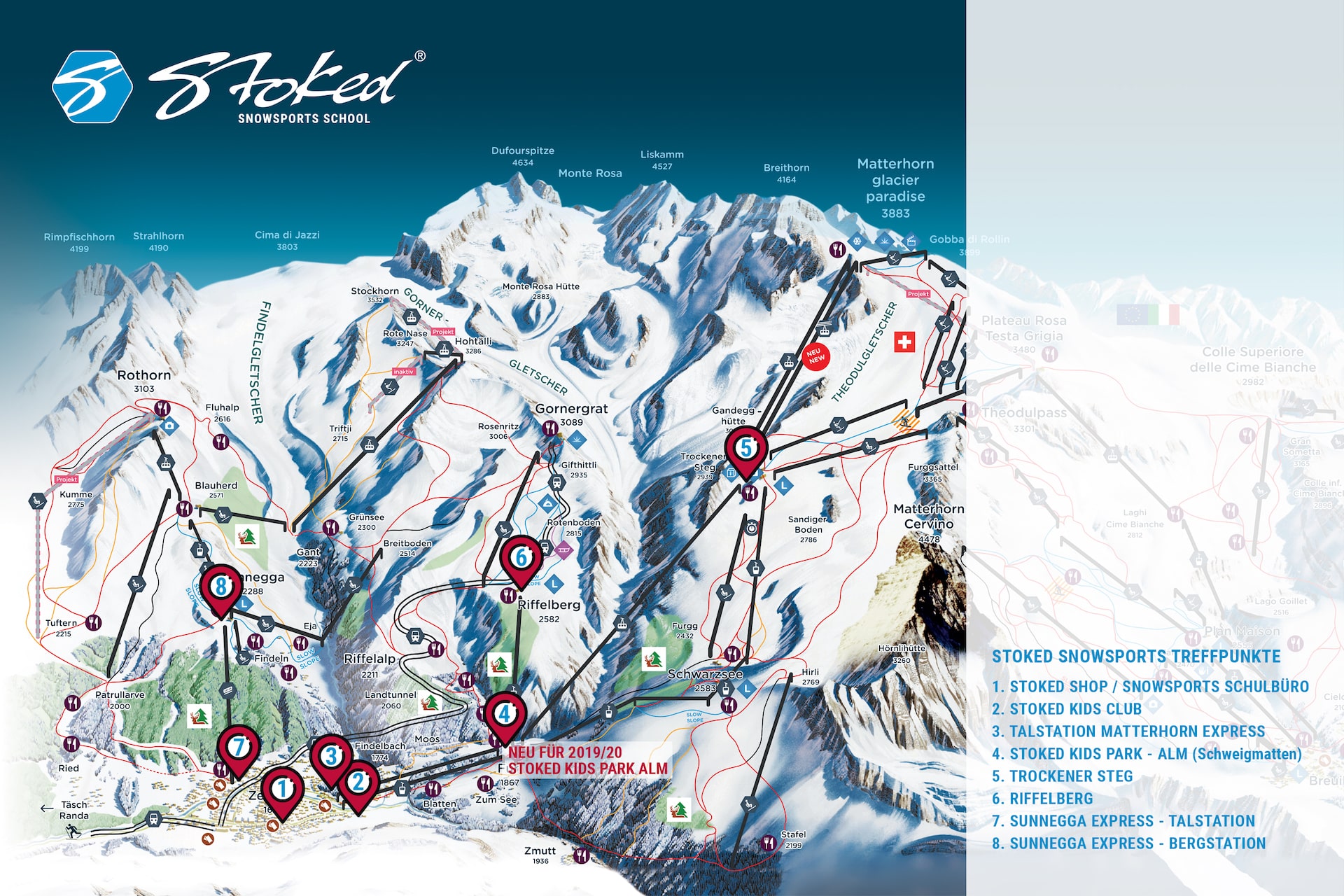 Stoked snowsports meeting points