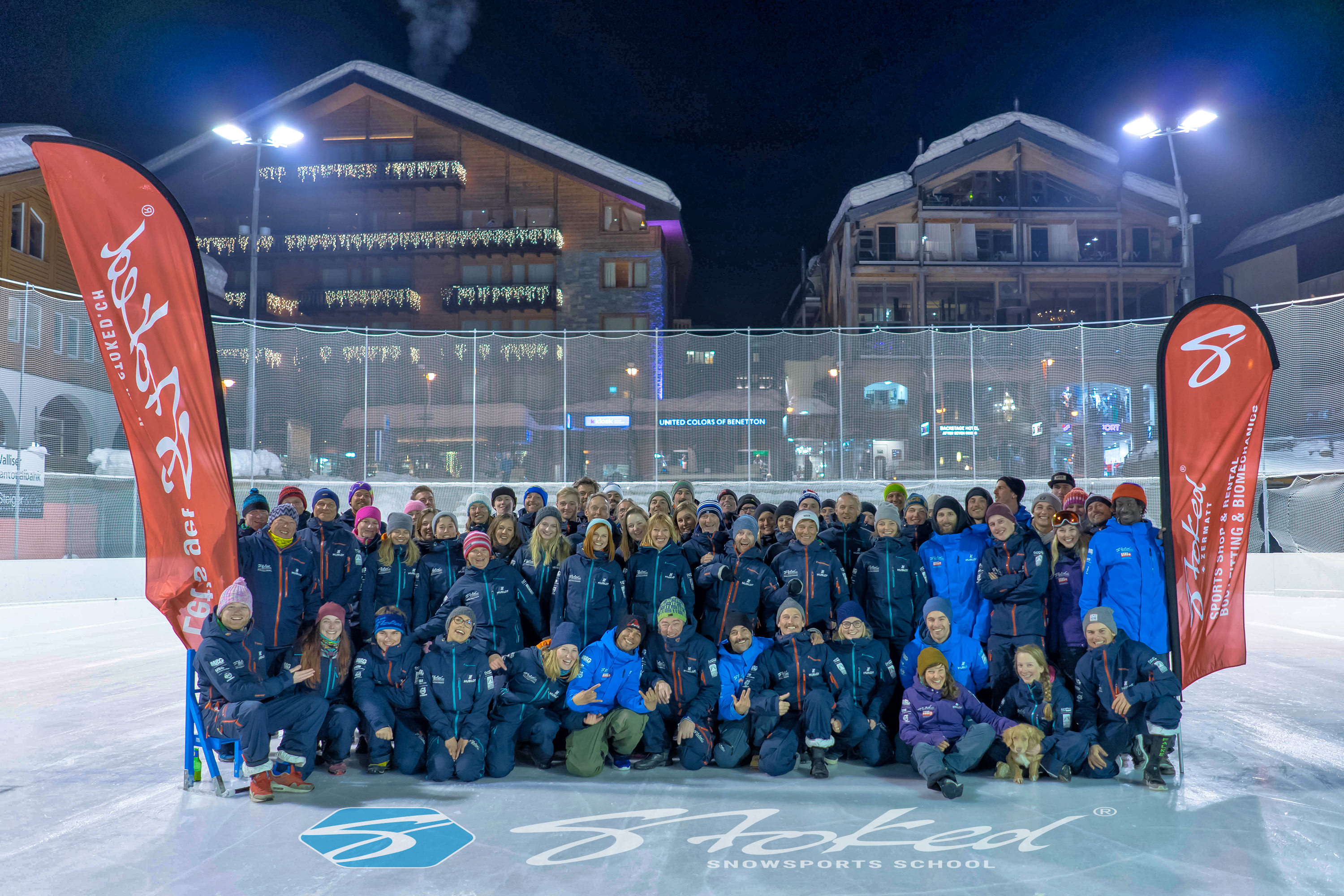 Stoked Snowsports school, group photo of team and instructors